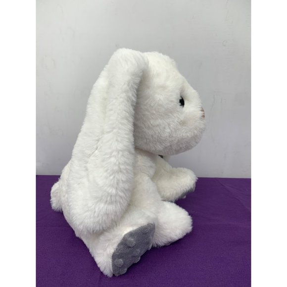 Spark Create Imagine White Bunny Rattle with Gray Minkie Feet Ears Embroidered E - Picture 3 of 8